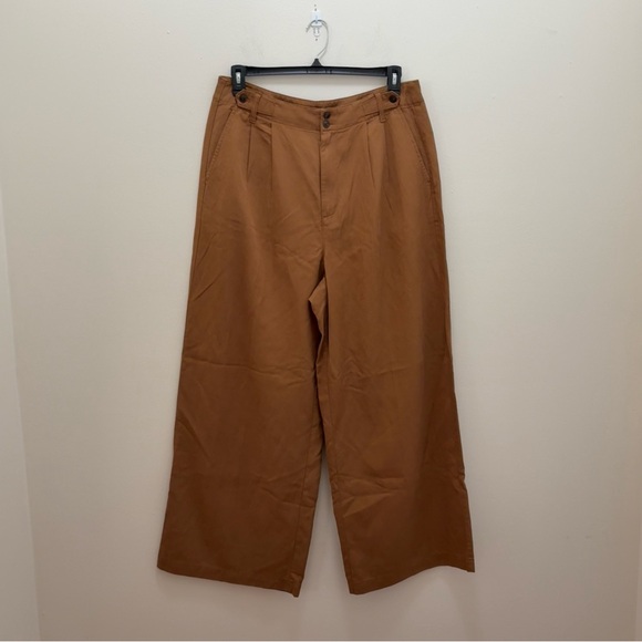 Madewell NWT The Curvy Harlow Wide-Leg Pant in Drapey Twill in Brown Acorn Sz 14 - Picture 2 of 16